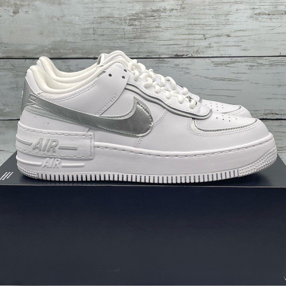 Nike White and Silver Athletic Shoes